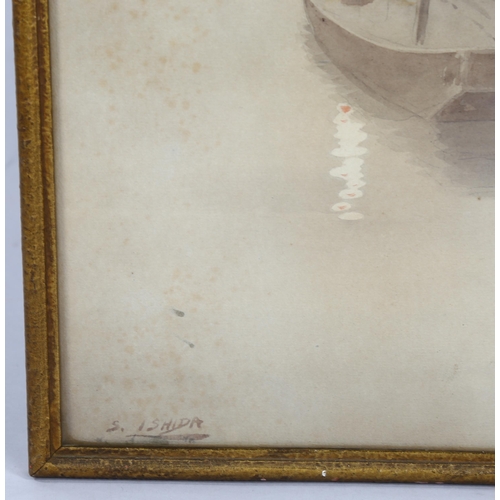 588 - Shigesaboro Ishida (1888 - 1960), fishing boats in the mist, pair of watercolours, signed, 47cm x 31... 