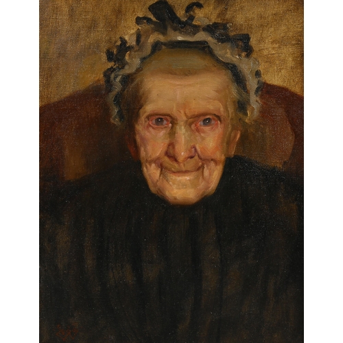 601 - Edward Ertz (1862 - 1954), a portrait of a Pulborough character, oil on canvas, signed with monogram... 