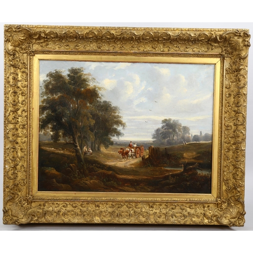 610 - Attributed to George Arnald, the Wayfarers, oil on canvas, unsigned, 46cm x 61cm, framed