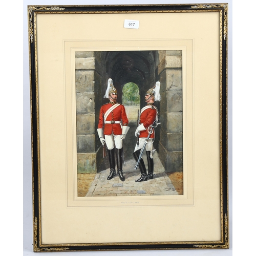 617 - Harry Payne (1858 - 1927), the 1st Life Guards, watercolour, signed and dated 1881, 38cm x 28cm, fra... 