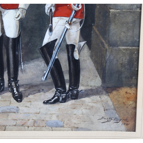 617 - Harry Payne (1858 - 1927), the 1st Life Guards, watercolour, signed and dated 1881, 38cm x 28cm, fra... 