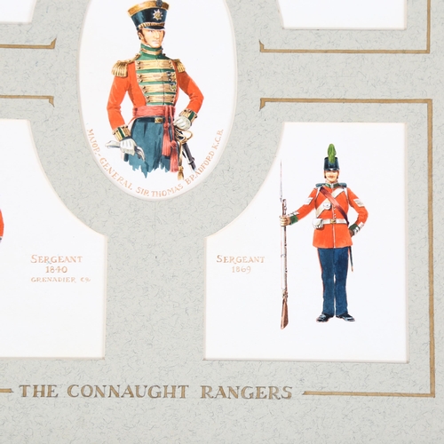 619 - The Connaught Rangers, studies of military uniform, a group of 5 watercolours in common mount, unsig... 