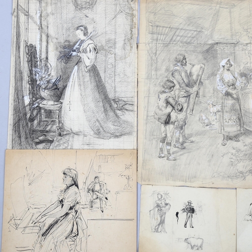 729 - Louis Fairfax Muckley (1862 - 1926), mixed group of original illustrations and drawings, signed