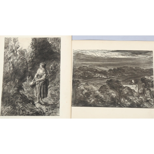 732 - Thomas Bolton Dalziel (1823 - 1906), 2 charcoal studies, rural scenes, signed, 36cm x 26cm, unframed