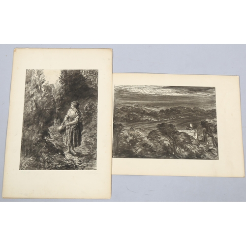 732 - Thomas Bolton Dalziel (1823 - 1906), 2 charcoal studies, rural scenes, signed, 36cm x 26cm, unframed