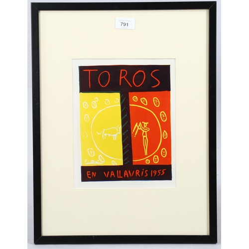 791 - Pablo Picasso (1881-1973), lithograph in colours on paper, Toros En Vallauris 1955, signed in the pl... 