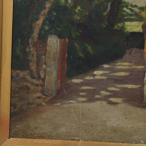 792 - George Clausen (1852-1944), oil on canvas, The Entrance, signed lower left, 34cm x 34cm