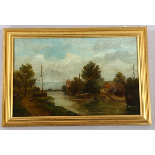 796 - Ferdinand Hendrik Sypkens (1813-1860), oil on board, Riverside Scene, signed lower right, 23cm x 36c... 