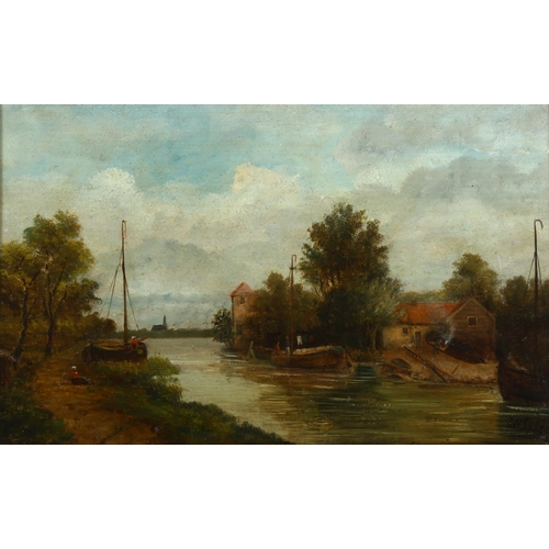 796 - Ferdinand Hendrik Sypkens (1813-1860), oil on board, Riverside Scene, signed lower right, 23cm x 36c... 