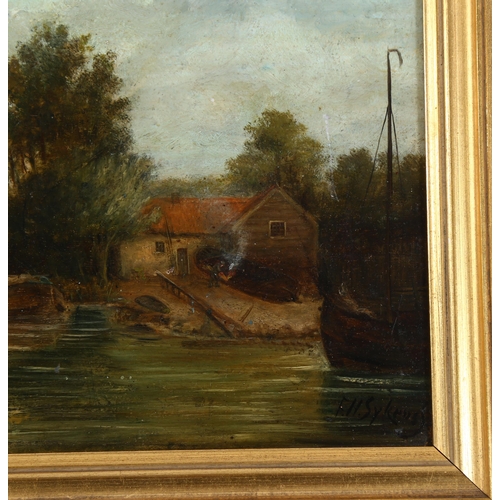 796 - Ferdinand Hendrik Sypkens (1813-1860), oil on board, Riverside Scene, signed lower right, 23cm x 36c... 