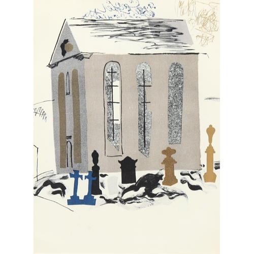 801 - John Piper (1903-1992), lithograph in colours on paper, Welsh Chapel, 1935, from a collage, 20cm x 1... 