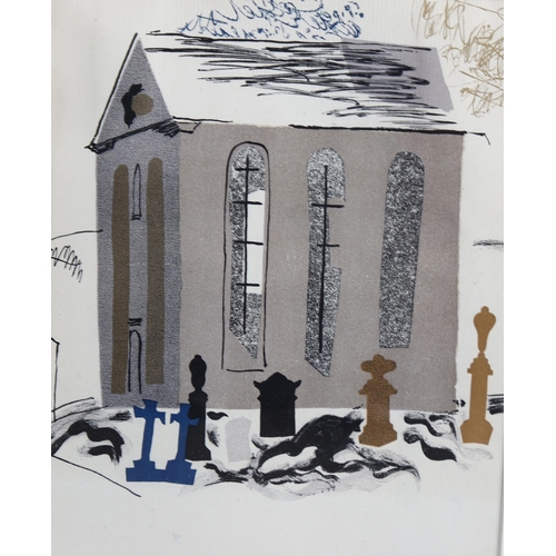 801 - John Piper (1903-1992), lithograph in colours on paper, Welsh Chapel, 1935, from a collage, 20cm x 1... 