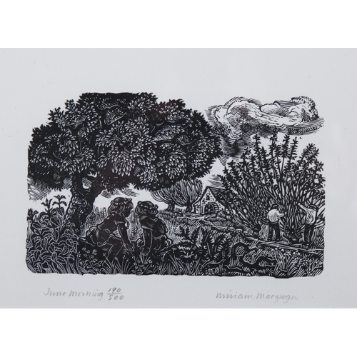 806 - Miriam Macgregor (born 1935), limited edition wood engraving on paper, June Morning, 1979, 11.5cm x ... 