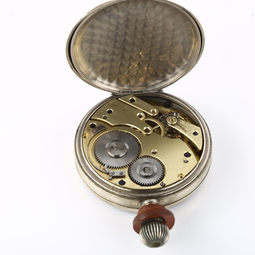 A large early 20th century chrome plate 8-day pocket timepiece, by