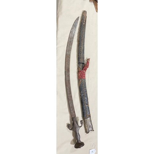 60 - An 18th/19th century Indian Talwar in leather bound wooden scabbard, length 97cm