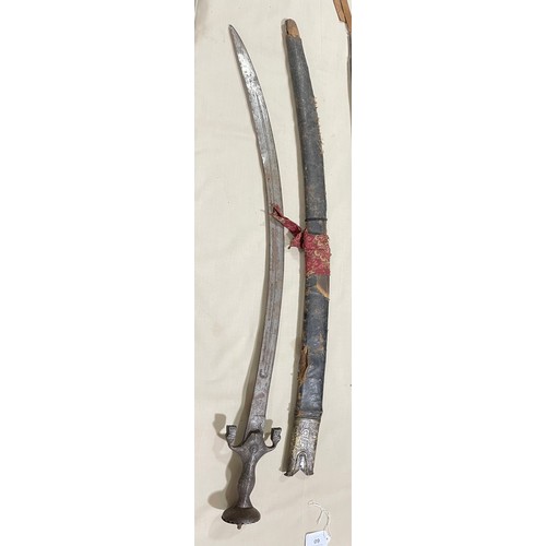 60 - An 18th/19th century Indian Talwar in leather bound wooden scabbard, length 97cm