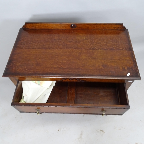 2016 - A 1920s Oak chest of three long drawers. 90x93x48cm