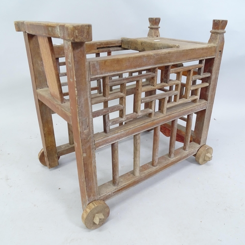 2086 - A Chinese elm child's walker/trolley. 60cm x 54cm x 44cm