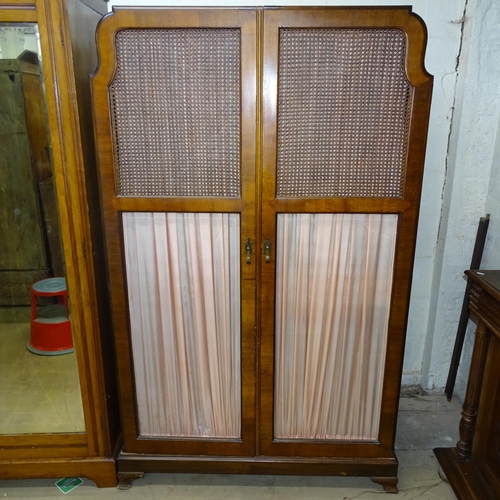 2096 - A 1930s Art Deco mahogany two door wardrobe. 122cm x 188cm x 58cm (with key) WITH THE OPTION TO PURC... 