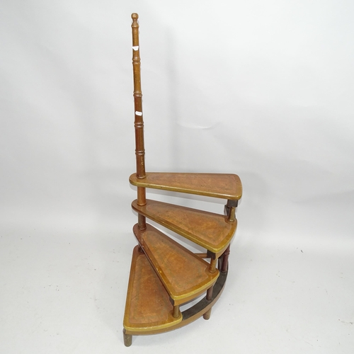 2105 - A set of reproduction mahogany library steps, height 111cm