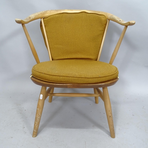 2127 - A mid-century Ercol elm model 338 bow arm chair. 58cm x 68cm x 43cm