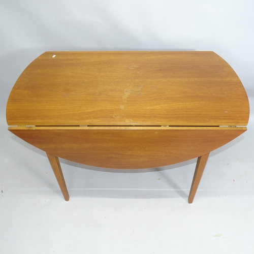 2137 - A mid-century teak drop leaf dining table, 115cm x 74cm x 67cm (extending to 98cm), and four matchin... 