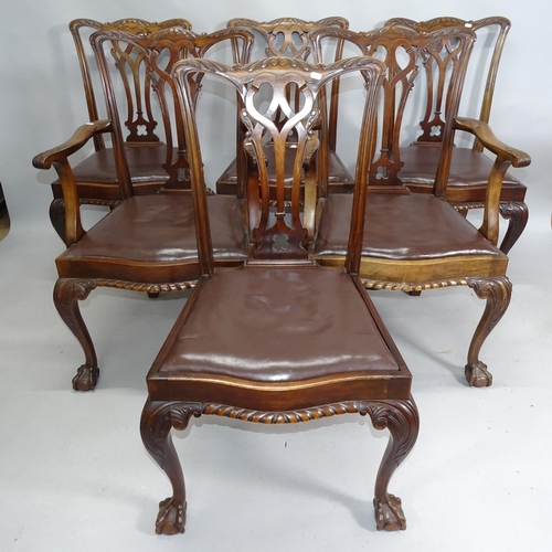 2138 - A set of six Chippendale design dining chairs with drop in seats (4+2) on carved cabriole legs