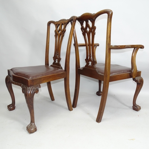 2138 - A set of six Chippendale design dining chairs with drop in seats (4+2) on carved cabriole legs