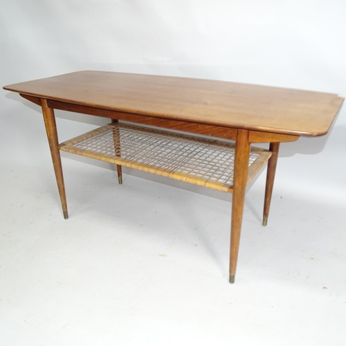 2148 - A mid century teak two-tier coffee table. 115cm x 55cm x 53cm