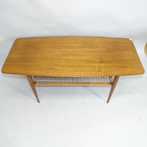 2148 - A mid century teak two-tier coffee table. 115cm x 55cm x 53cm