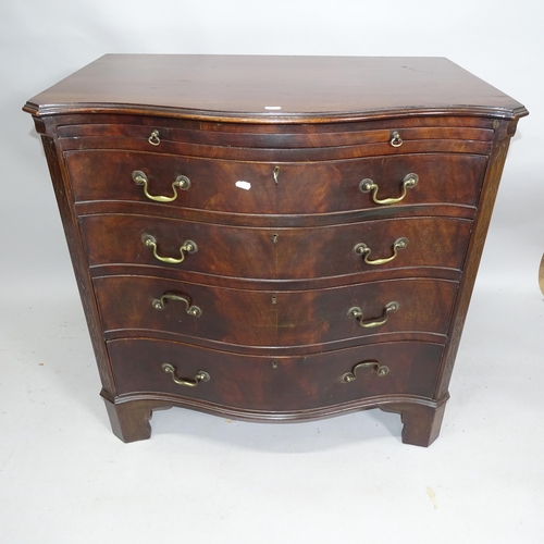 2150 - A 1920s mahogany serpentine-front chest of four long drawers, with brushing slide. 86cm x 83cm x 56c... 