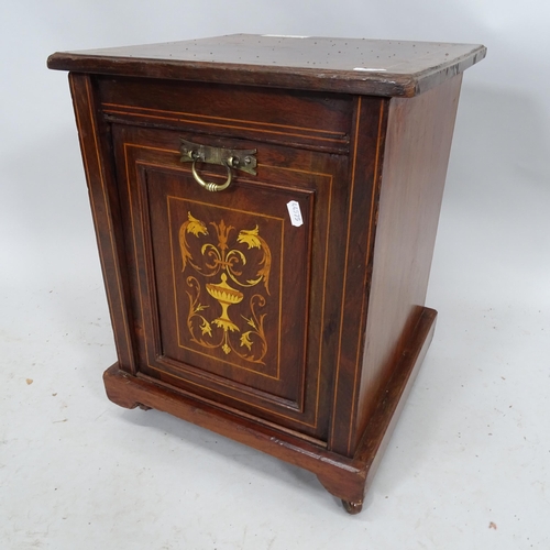 2164 - A mahogany small bone inlaid coal purdonium. 39 x 50cm.