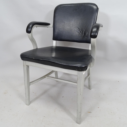 2178 - A mid-century Goodform US Navy armchair in tempered aluminium, re-upholstered, with maker's label an... 