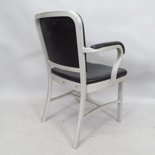 2178 - A mid-century Goodform US Navy armchair in tempered aluminium, re-upholstered, with maker's label an... 