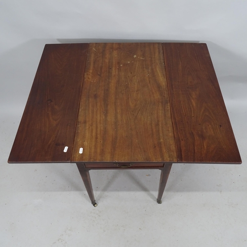 2185 - A 19th century mahogany drop-leave Pembroke table with end frieze drawer, raised on square tapered l... 