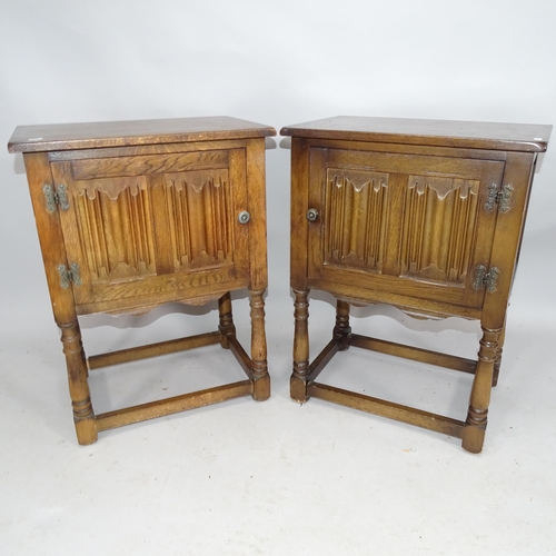 2186 - A Pair of Ipswich oak design bedside pot cupboards. 51 x 68 x 36cm.