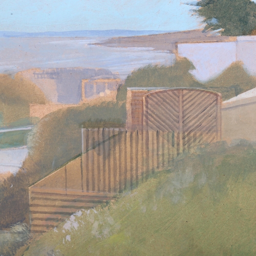 10 - David Tindle (born 1932), terraces by the sea (Hastings), acrylic on board, inscribed verso, 61cm x ... 