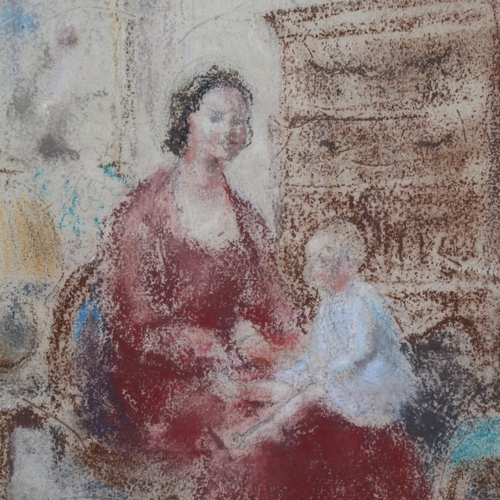 100 - Myles Tonks (1890 - 1960), portrait of woman and child, coloured pastels, 30cm x23cm, framed