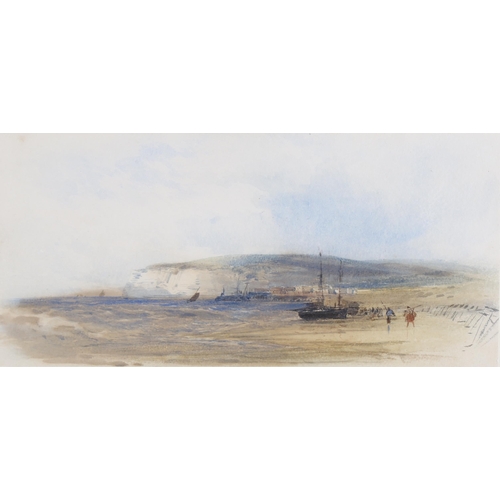 102 - William Callow (1812 - 1908), Shanklin, Isle of Wight, watercolour, 14cm x 30cm, framed