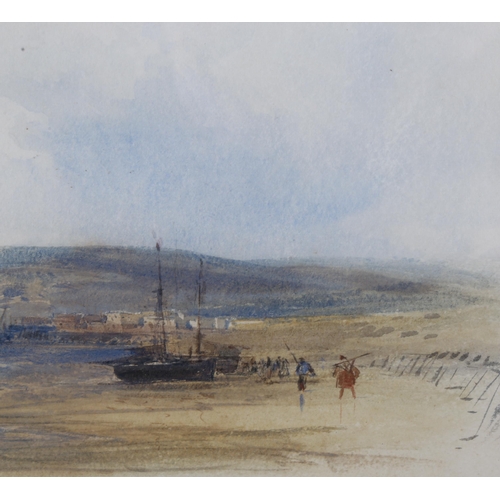 102 - William Callow (1812 - 1908), Shanklin, Isle of Wight, watercolour, 14cm x 30cm, framed