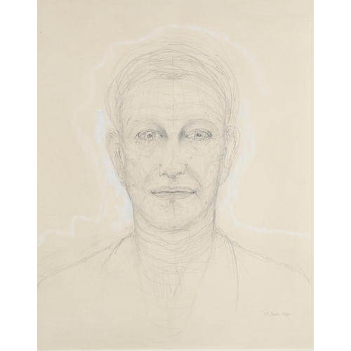 103 - John Davies (born 1946), head portrait of a man, pencil/chalk, signed and dated 1980, 43cm x 35cm, f... 