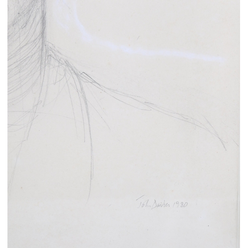 103 - John Davies (born 1946), head portrait of a man, pencil/chalk, signed and dated 1980, 43cm x 35cm, f... 