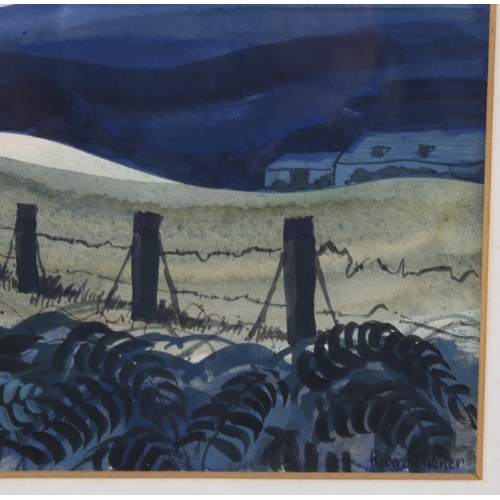 104 - Robert Tavener (1920 - 2004), Downs In Moonlight, watercolour, signed, 14cm x 19cm, framed