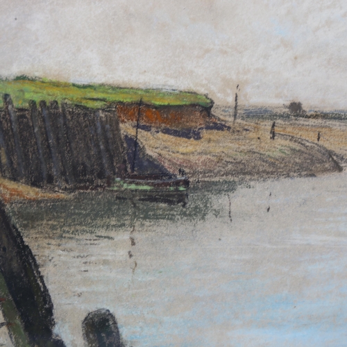 108 - Thomas Hammond (1854 - 1935), estuary at low tide, coloured pastels on paper, signed, 24cm x 40cm, f... 