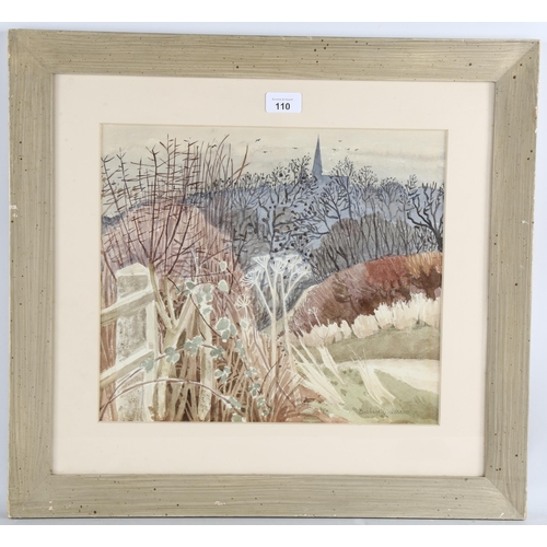 110 - Barbara Walsham, wild hedgerow, watercolour, signed, 32cm x 37cm, framed