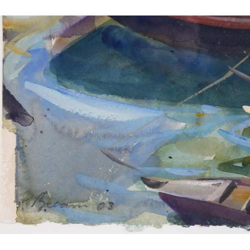 115 - Anthony Bream (born 1943), moored boats, watercolour, signed and dated '03, 28cm x 37cm, framed