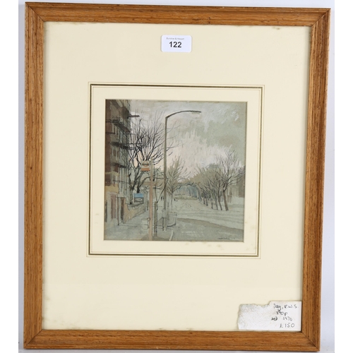 122 - Charlotte Halliday RWS (born 1935), Maida Vale bus stop, watercolour, signed and dated 1976, 18cm x ... 