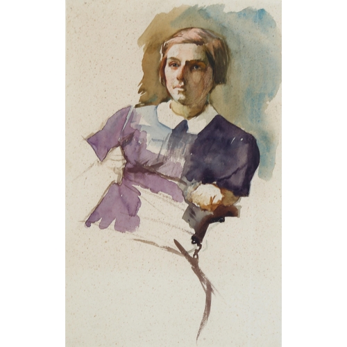 123 - Eugen Hersch (1887 - 1967), portrait of a girl, watercolour, 25cm x 16cm, framed