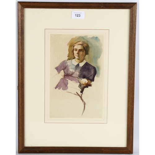 123 - Eugen Hersch (1887 - 1967), portrait of a girl, watercolour, 25cm x 16cm, framed