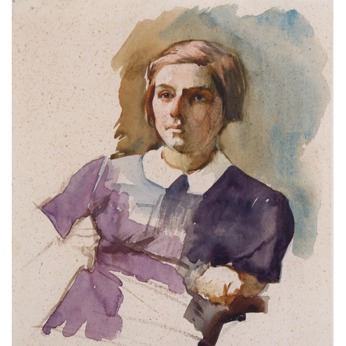 123 - Eugen Hersch (1887 - 1967), portrait of a girl, watercolour, 25cm x 16cm, framed